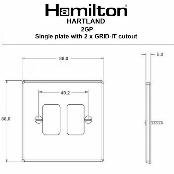 Hartland Grid-IT Matt Black 2 gang Grid Fix Aperture Plate with Grid – NOT Suitable for Over Painting
