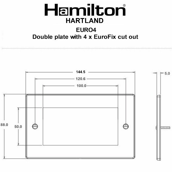 Hartland EuroFix Matt Black Double Plate complete with 4 EuroFix Apertures 100x50mm and Grid – NOT Suitable for Over Painting