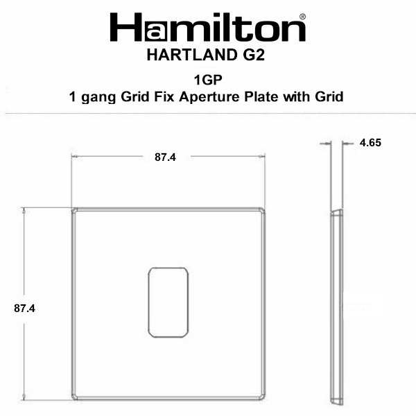 Hartland G2 GRID-IT Bright Chrome 1 Gang Grid Fix Aperture Plate with Grid