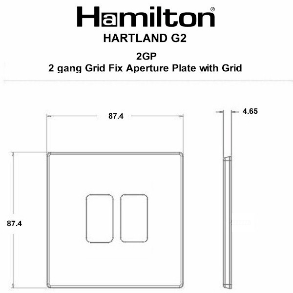 Hartland G2 GRID-IT Bright Chrome 2 Gang Grid Fix Aperture Plate with Grid