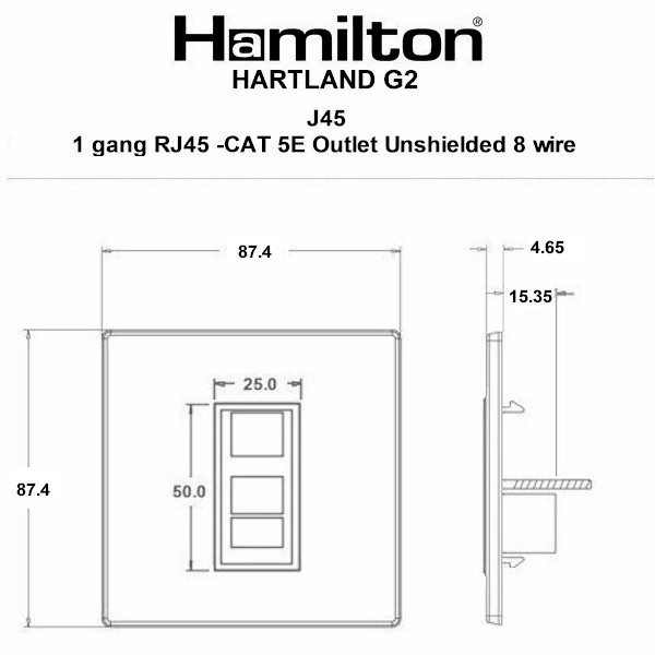 Hartland G2 Etrium Bronze 1 gang RJ45 CAT 5E Outlet – Unshielded Black