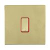 Sheer CFX Polished Brass 1 gang 13A Fuse with Neon Halo Polished Brass/Red