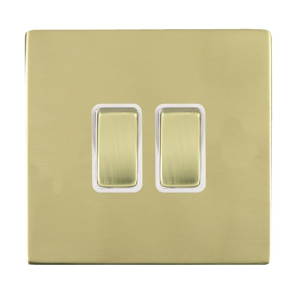 Sheer CFX Polished Brass 2 gang 10AX 2 Way Rocker Polished Brass/White