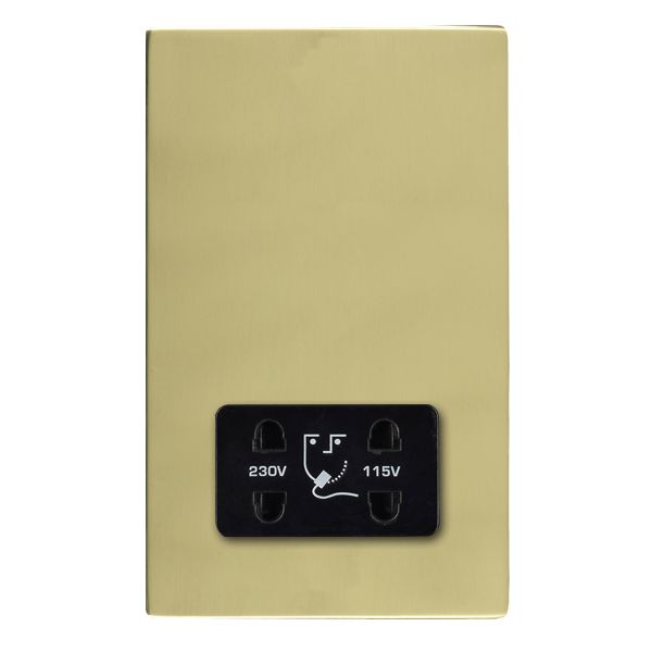 Sheer CFX Polished Brass Shaver Dual Voltage Unswitched Socket (Vertically Mounted) Black