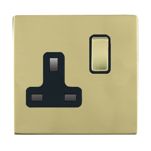 Sheer CFX Polished Brass 1 gang 13A Double Pole Switched Socket Polished Brass/Black