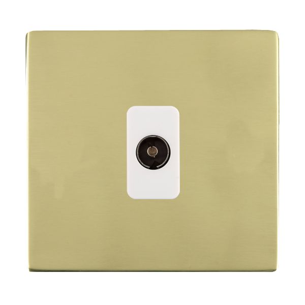 Sheer CFX Polished Brass 1 gang Isolated TV 1in/1out White