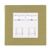 Sheer CFX Satin Brass 2 gang RJ45 CAT 5E Outlet - Unshielded White