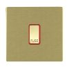 Sheer CFX Satin Brass 1 gang 13A Fuse with Neon Halo Satin Brass/Red