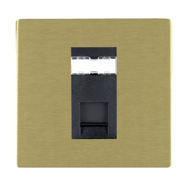 Sheer CFX Satin Brass 1 gang RJ45 CAT 5E Outlet – Unshielded Black