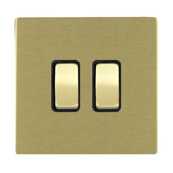 Sheer CFX Satin Brass 2 gang 20AX 2 Way Rocker Satin Brass/Black