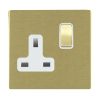 Sheer CFX Satin Brass 1 gang 13A Double Pole Switched Socket Satin Brass/White