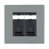 Sheer CFX Satin Steel 2 gang RJ12 Outlet - Unshielded Black