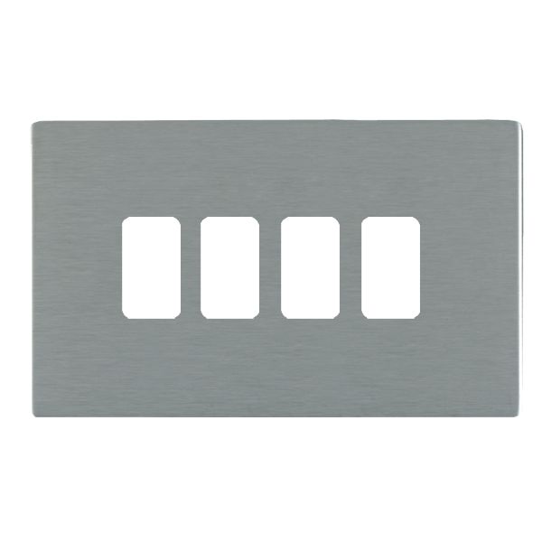 Sheer CFX Grid-IT Satin Steel 4 gang Grid Fix Aperture Plate with Grid