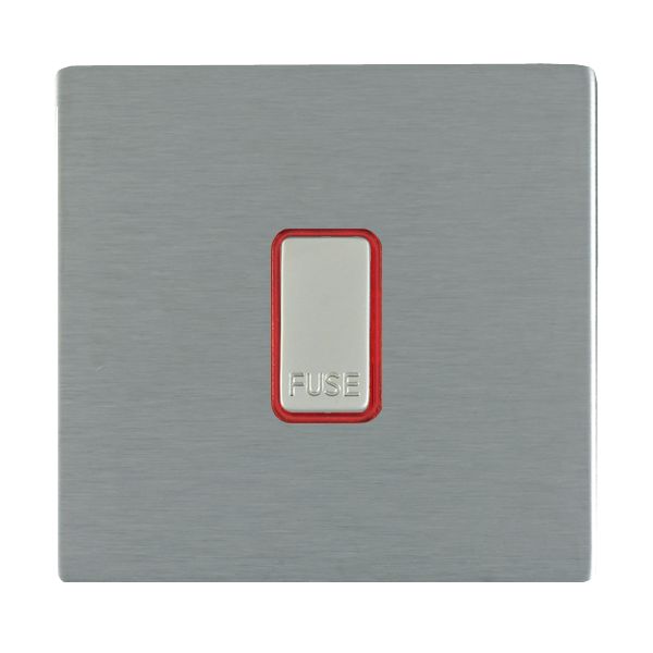 Sheer CFX Satin Steel 1 gang 13A Fuse with Neon Halo Satin Steel/Red
