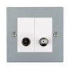 Sheer Satin Chrome 2 gang Non-Isolated TV+Satellite 2in/2out White