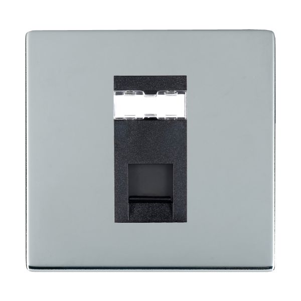 Sheer CFX Bright Chrome 1 gang RJ45 CAT 5E Outlet – Unshielded Black