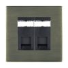 Sheer CFX Antique Brass 2 gang RJ45 CAT 5E Outlet - Unshielded Black