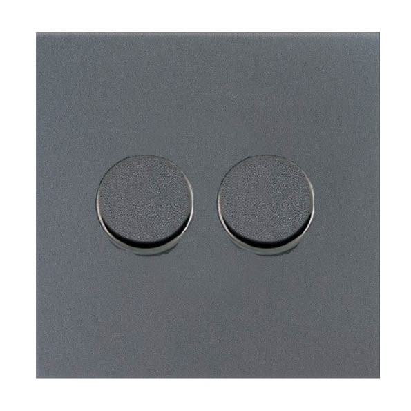 Sheer G2 Anthra Gray 2 gang 250W LED 2 Way Push On/Off Rotary Dimmer Anthra Gray Minimum Load = 5W(LED) Maximum Load = 250W(LED) Trailing Edge / 150W(LED) Leading Edge per gang
