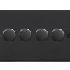 Sheer Matt Black 4 gang 250W LED 2 Way Push On/Off Rotary Dimmer Matt Black Minimum Load = 5W(LED) Maximum Load = 250W(LED) Trailing Edge / 150W(LED) Leading Edge per gang