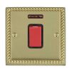 Cheriton Georgian Polished Brass 1 gang 45A Double Pole Rocker and Neon Red/Black