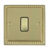 Cheriton Georgian Polished Brass 1 gang 10AX Push To Make Retractive Rocker Polished Brass/Black