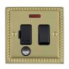 Cheriton Georgian Polished Brass 1 gang 13A Double Pole Fused Spur and Neon and Cable Outlet Black/Black