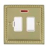 Cheriton Georgian Polished Brass 1 gang 13A Double Pole Fused Spur and Neon White/White