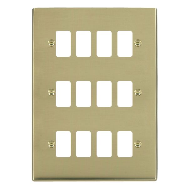 Cheriton Victorian Grid-IT Polished Brass 12 gang Grid Fix Aperture Plate with Grid