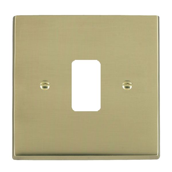 Cheriton Victorian Grid-IT Polished Brass 1 gang Grid Fix Aperture Plate with Grid