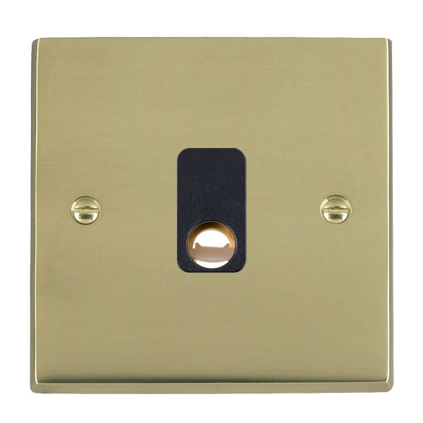 Cheriton Victorian Polished Brass 1 gang 20A Cable Outlet Black