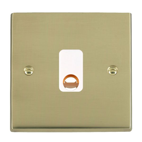 Cheriton Victorian Polished Brass 1 gang 20A Cable Outlet White
