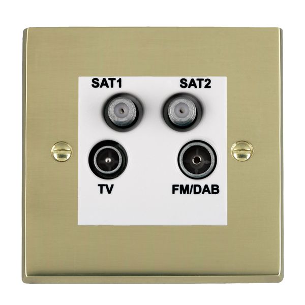 Cheriton Victorian Polished Brass Non-Isolated TV+FM+SAT1+SAT2 Quadplexer 2in/4out (DAB Compatible) White