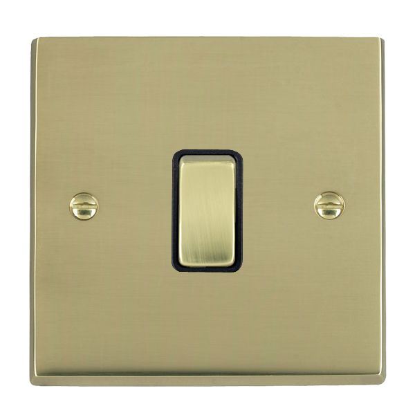 Cheriton Victorian Polished Brass 1 gang 20AX Double Pole Rocker Polished Brass/Black