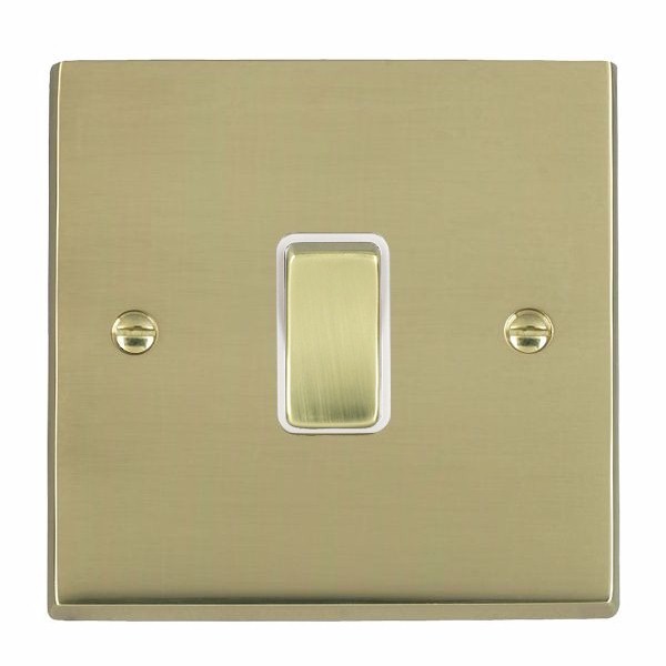 Cheriton Victorian Polished Brass 1 gang 20AX Double Pole Rocker Polished Brass/White