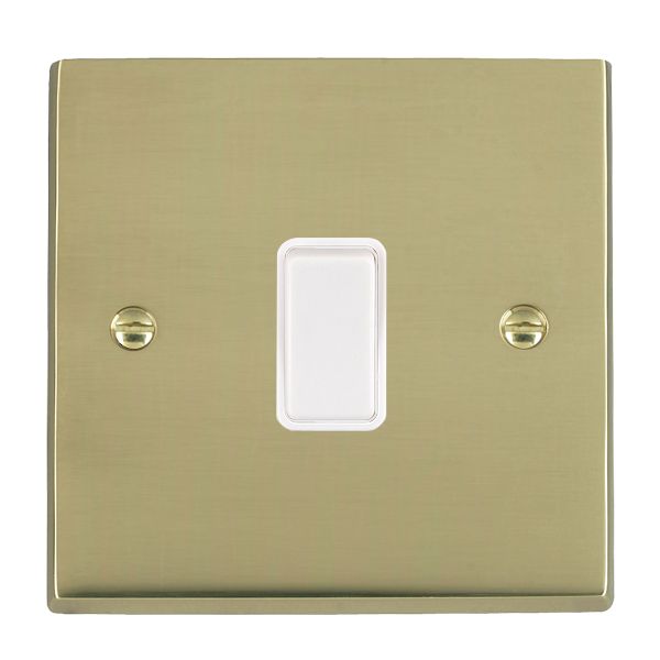 Cheriton Victorian Polished Brass 1 gang 20AX Double Pole Rocker White/White