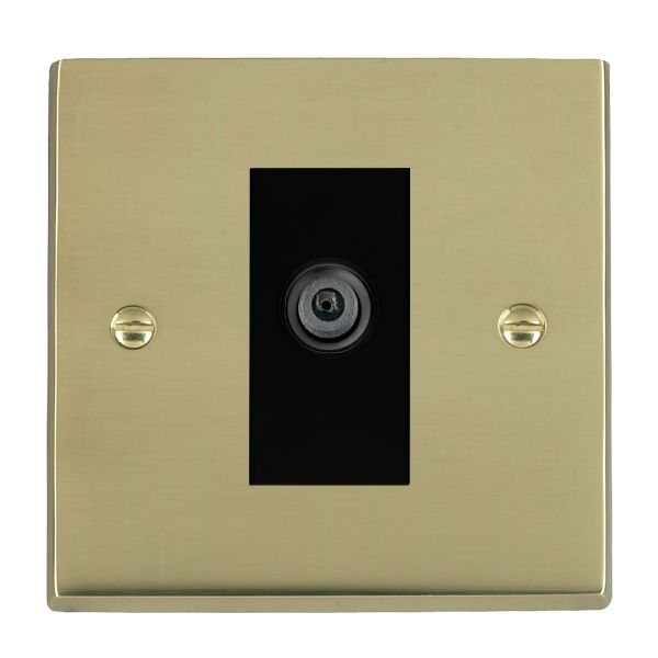 Cheriton Victorian Polished Brass 1 gang Non-Isolated Digital Satellite (DAB Compatible) Black
