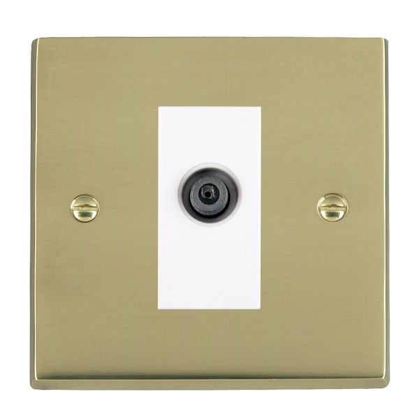 Cheriton Victorian Polished Brass 1 gang Non-Isolated Digital Satellite (DAB Compatible) White