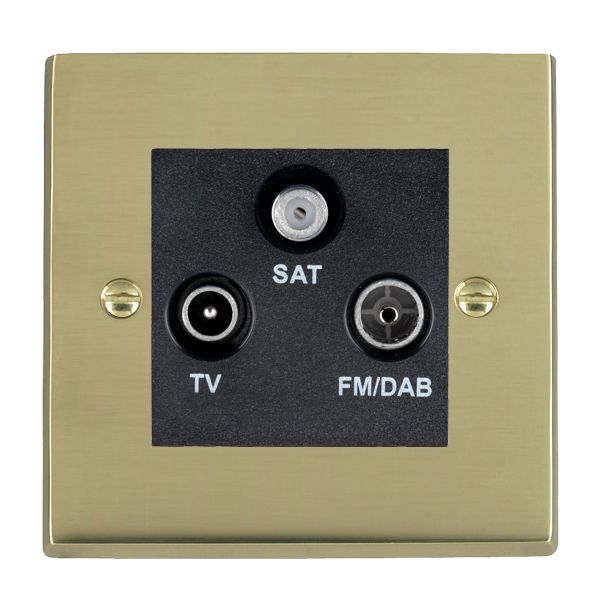 Cheriton Victorian Polished Brass Non-Isolated TV+FM+SAT Triplexer 1in/3out (DAB Compatible) Black