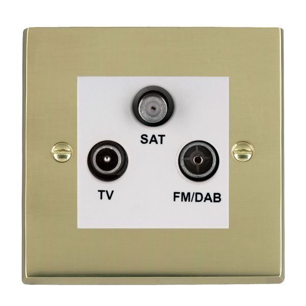 Cheriton Victorian Polished Brass Non-Isolated TV+FM+SAT Triplexer 1in/3out (DAB Compatible) White