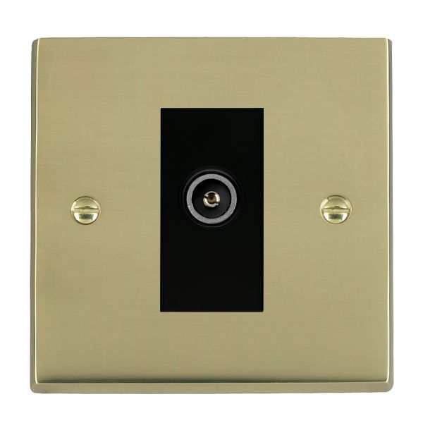 Cheriton Victorian Polished Brass 1 gang Non-Isolated TV (Female) (DAB Compatible) Black