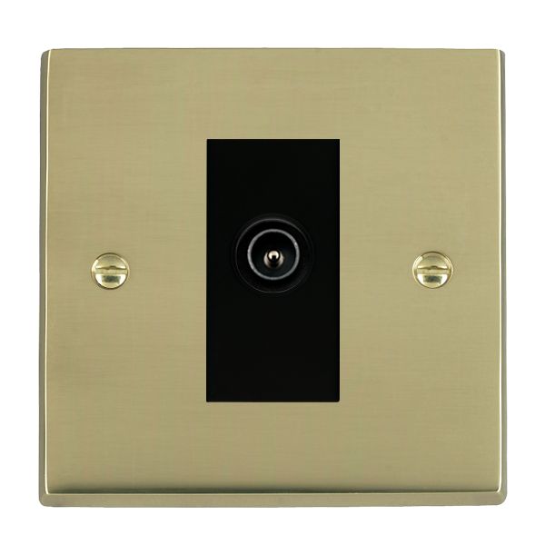 Cheriton Victorian Polished Brass 1 gang Non-Isolated TV (Male) (DAB Compatible) Black