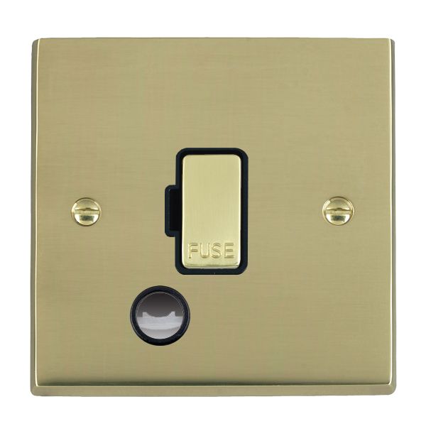 Cheriton Victorian Polished Brass 1 gang 13A Fuse and Cable Outlet Polished Brass/Black