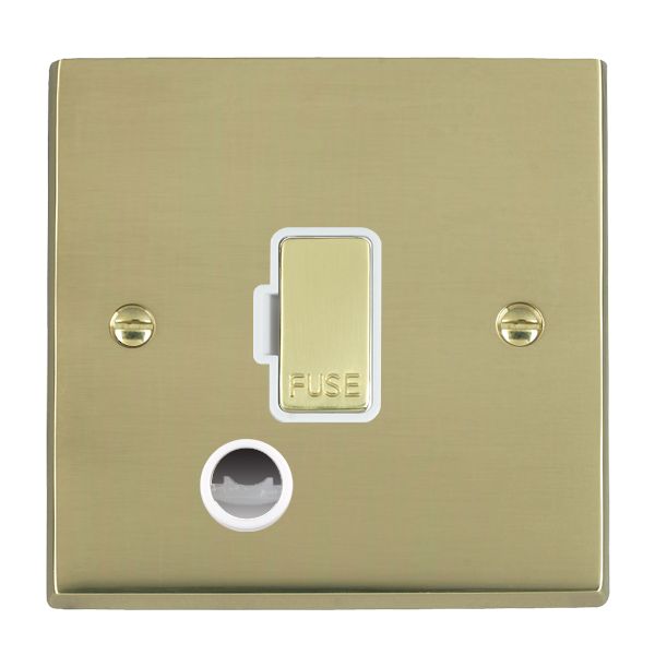 Cheriton Victorian Polished Brass 1 gang 13A Fuse and Cable Outlet Polished Brass/White