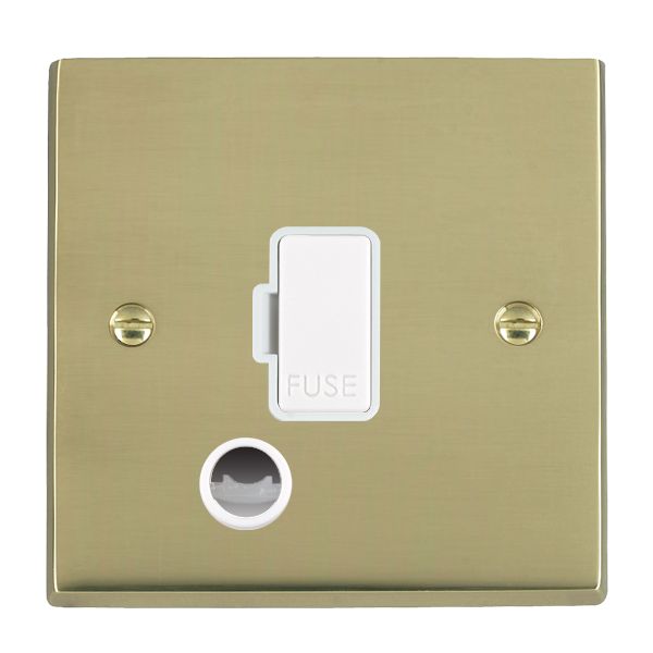 Cheriton Victorian Polished Brass 1 gang 13A Fuse and Cable Outlet White/White