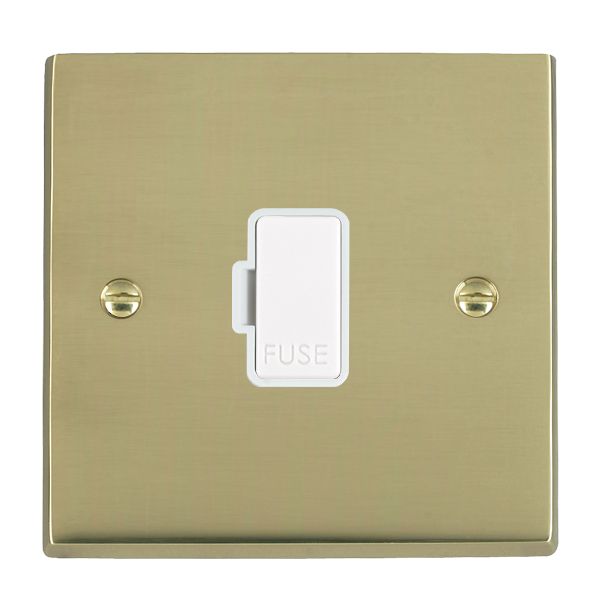 Cheriton Victorian Polished Brass 1 gang 13A Fuse Only White/White