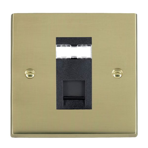 Cheriton Victorian Polished Brass 1 gang RJ12 Outlet – Unshielded Black
