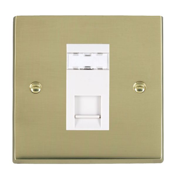 Cheriton Victorian Polished Brass 1 gang RJ12 Outlet – Unshielded White