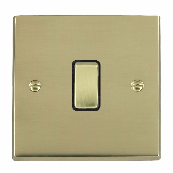Cheriton Victorian Polished Brass 1 gang 10AX 2 Way Rocker Polished Brass/Black