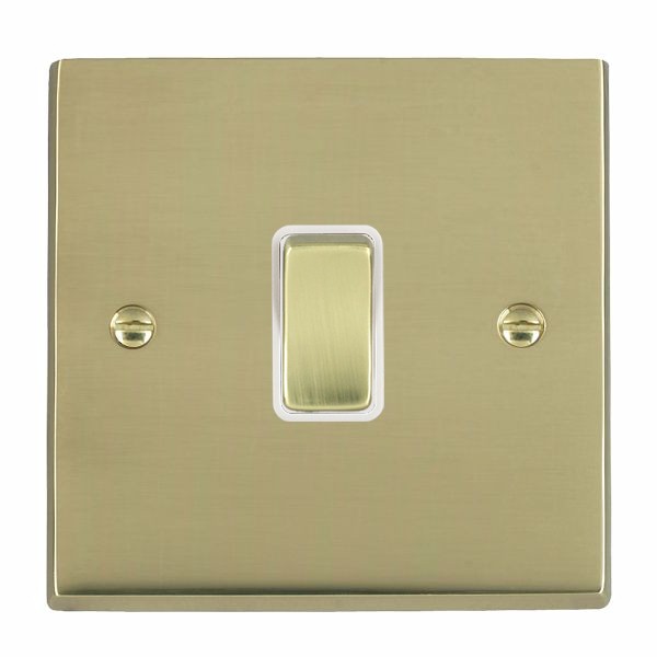 Cheriton Victorian Polished Brass 1 gang 10AX 2 Way Rocker Polished Brass/White