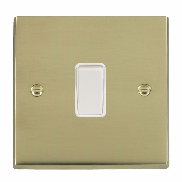 Cheriton Victorian Polished Brass 1 gang 10AX Push To Make Retractive Rocker White/White